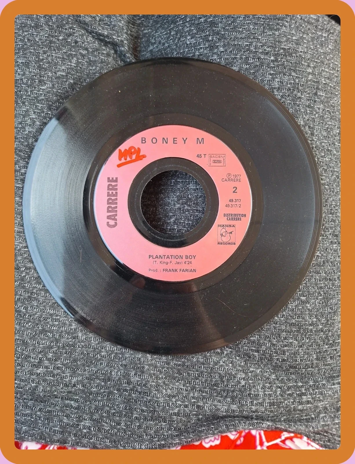Vinil 45T Boney M. Belfast / Plantation Boy 1977 Carrere Hansa – photo 3